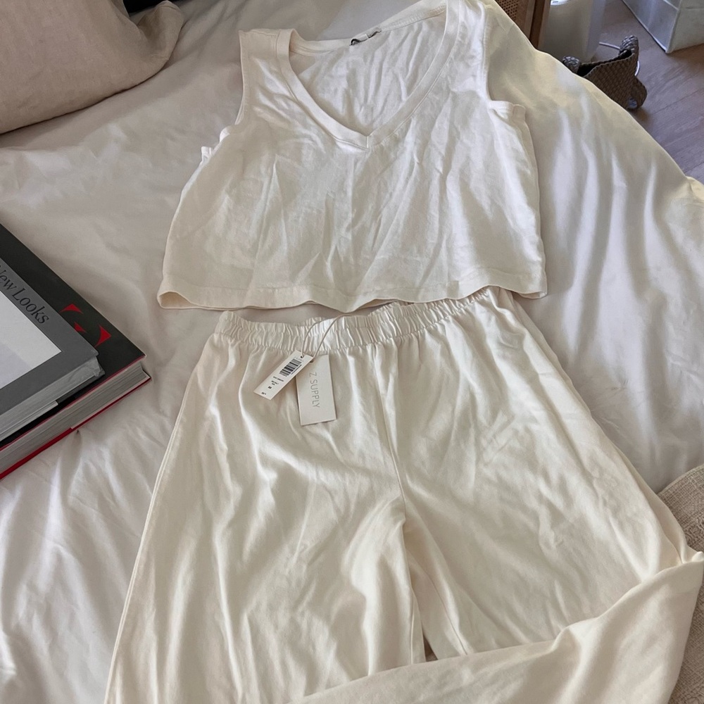 Z Supply Cream Wide-Leg Jumpsuit